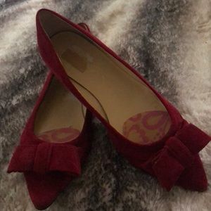 Red suede flats